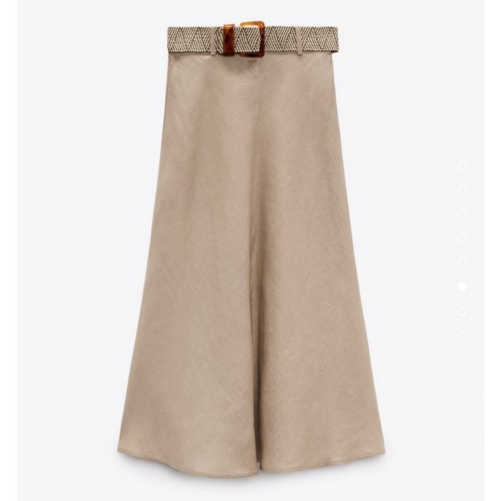 ZARA LINEN BELTED SKIRT